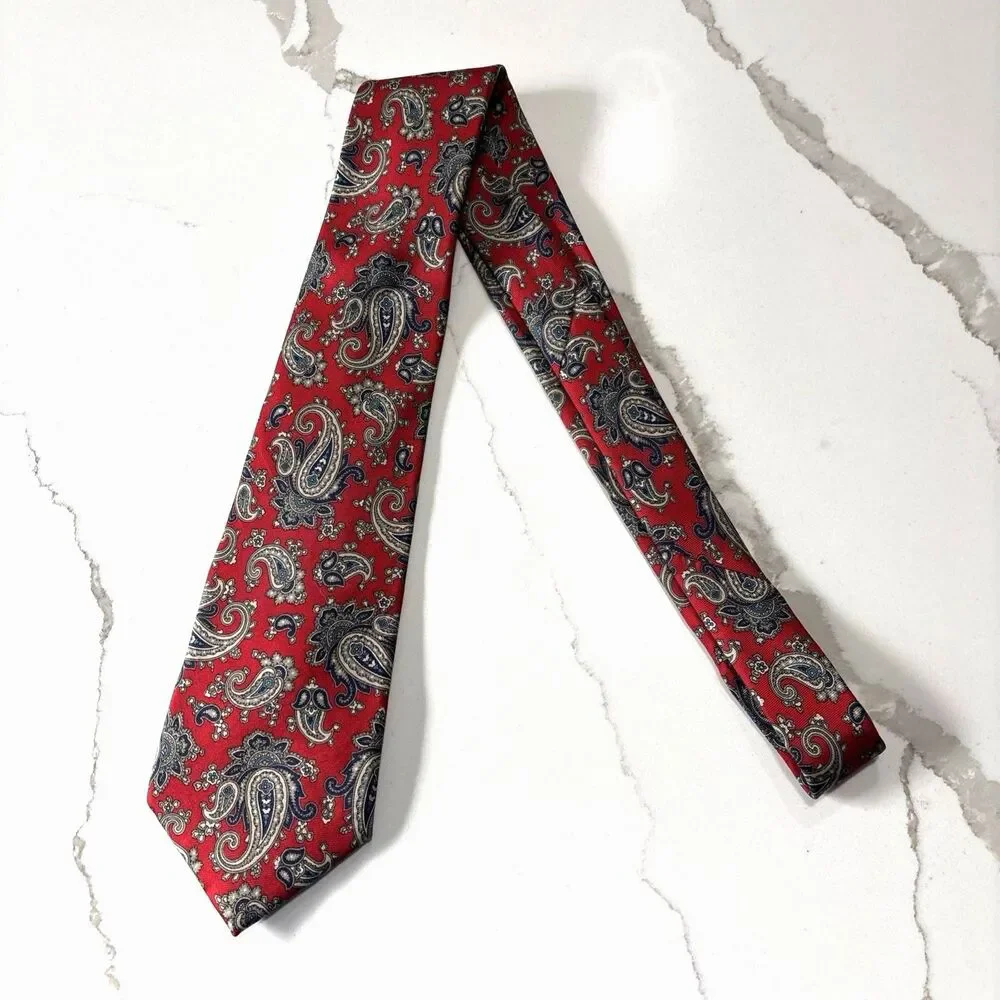 VINTAGE Brittania Brittsport Men's Neckties RED PAISLEY Black Polka Dot Set of 2